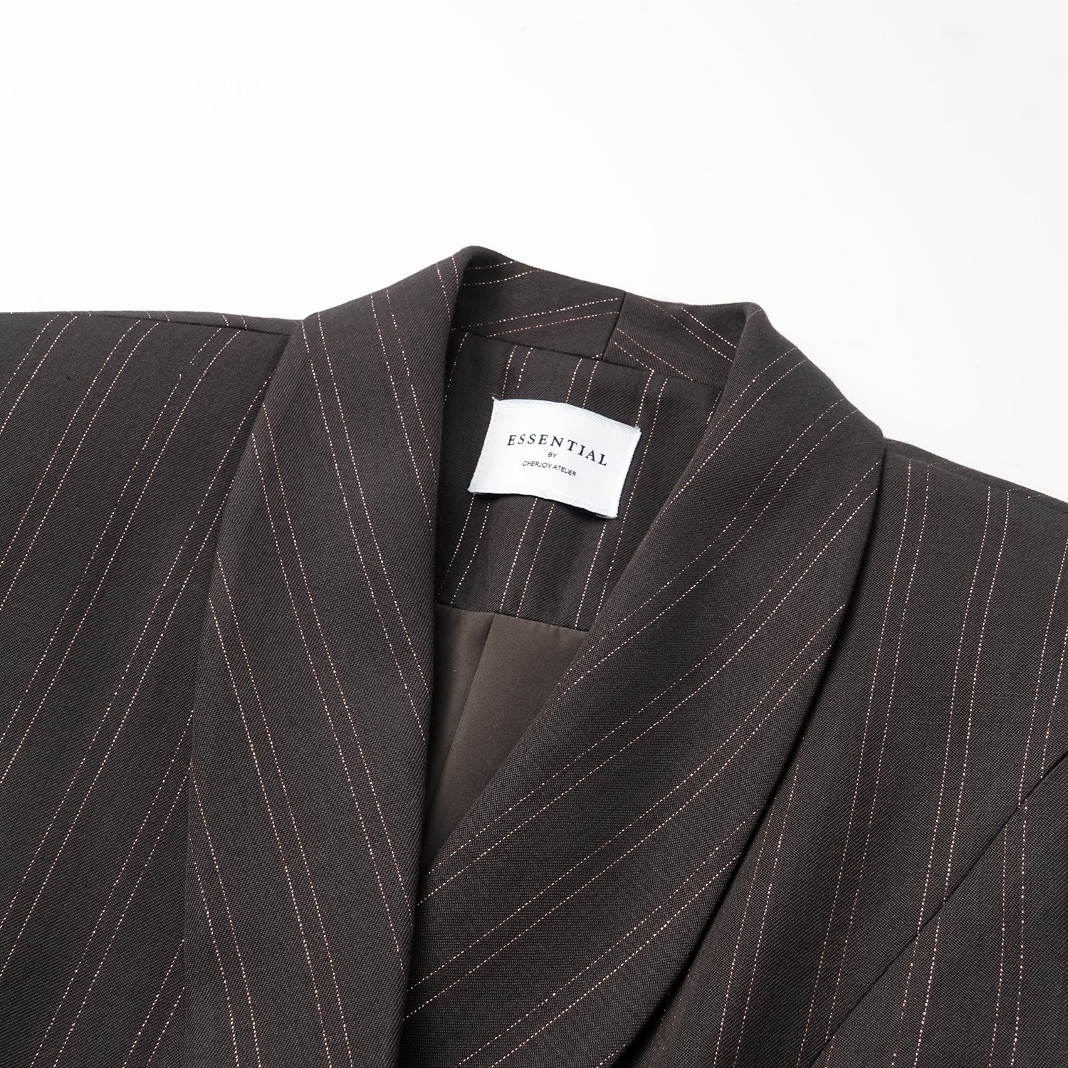 "Speak Sleek." 義大利織金工藝直條立體剪裁西裝外套—Ink