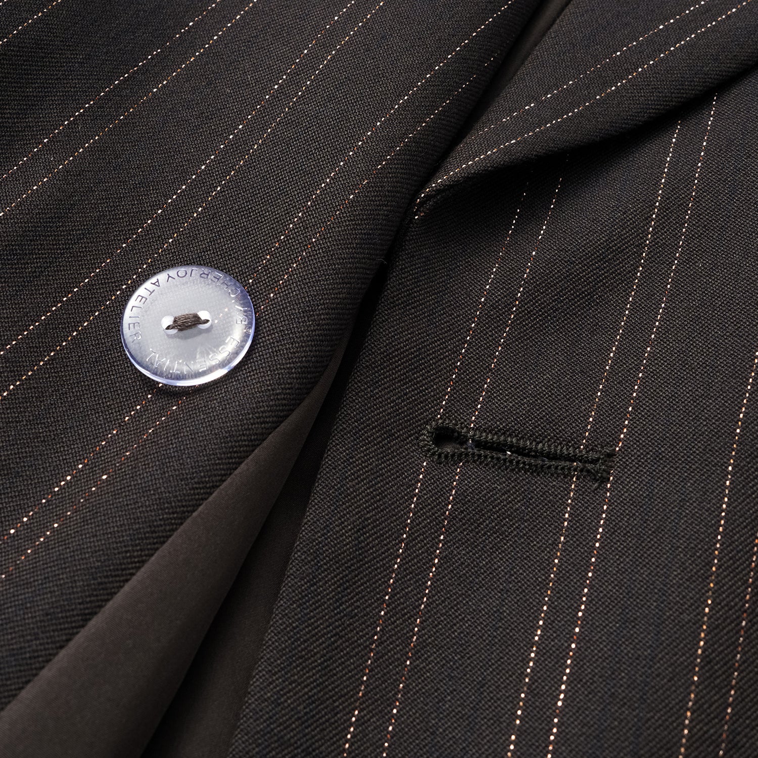 "Speak Sleek." 義大利織金工藝直條立體剪裁西裝外套—Ink