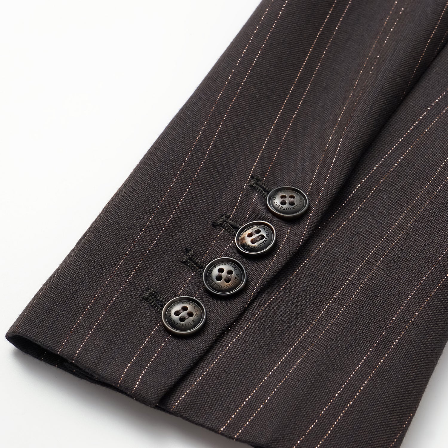 "Speak Sleek." 義大利織金工藝直條立體剪裁西裝外套—Ink