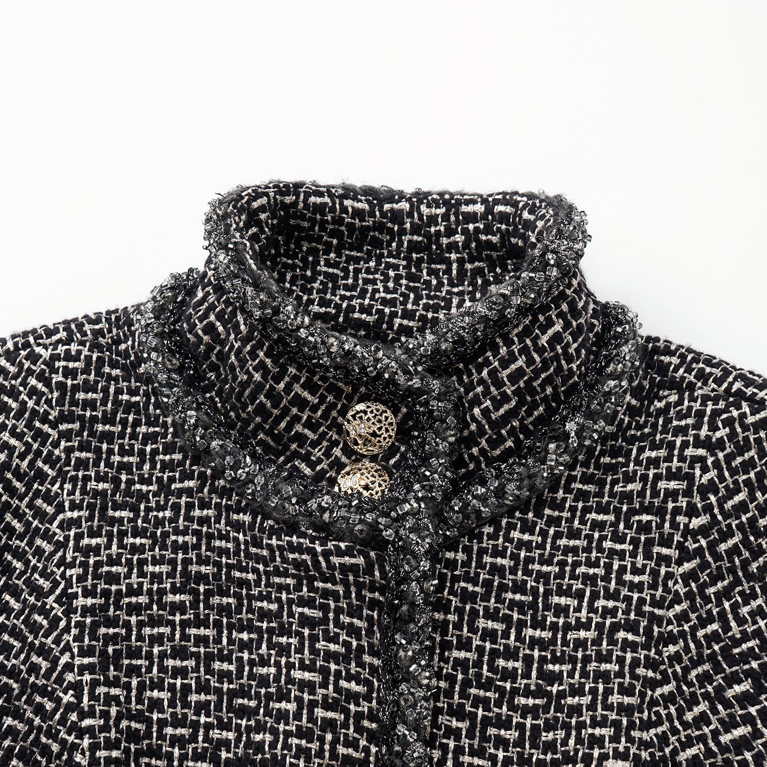 "Chelsea Citywalk." 羊毛真絲立體築理銀織花呢修身馬甲背心洋裝—Woolf Noir吳爾芙之影