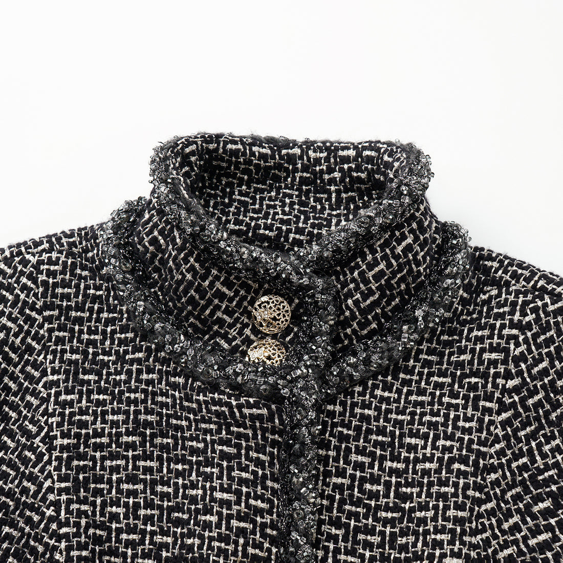 "Chelsea Citywalk." 羊毛真絲立體築理銀織花呢修身馬甲背心洋裝—Woolf Noir吳爾芙之影