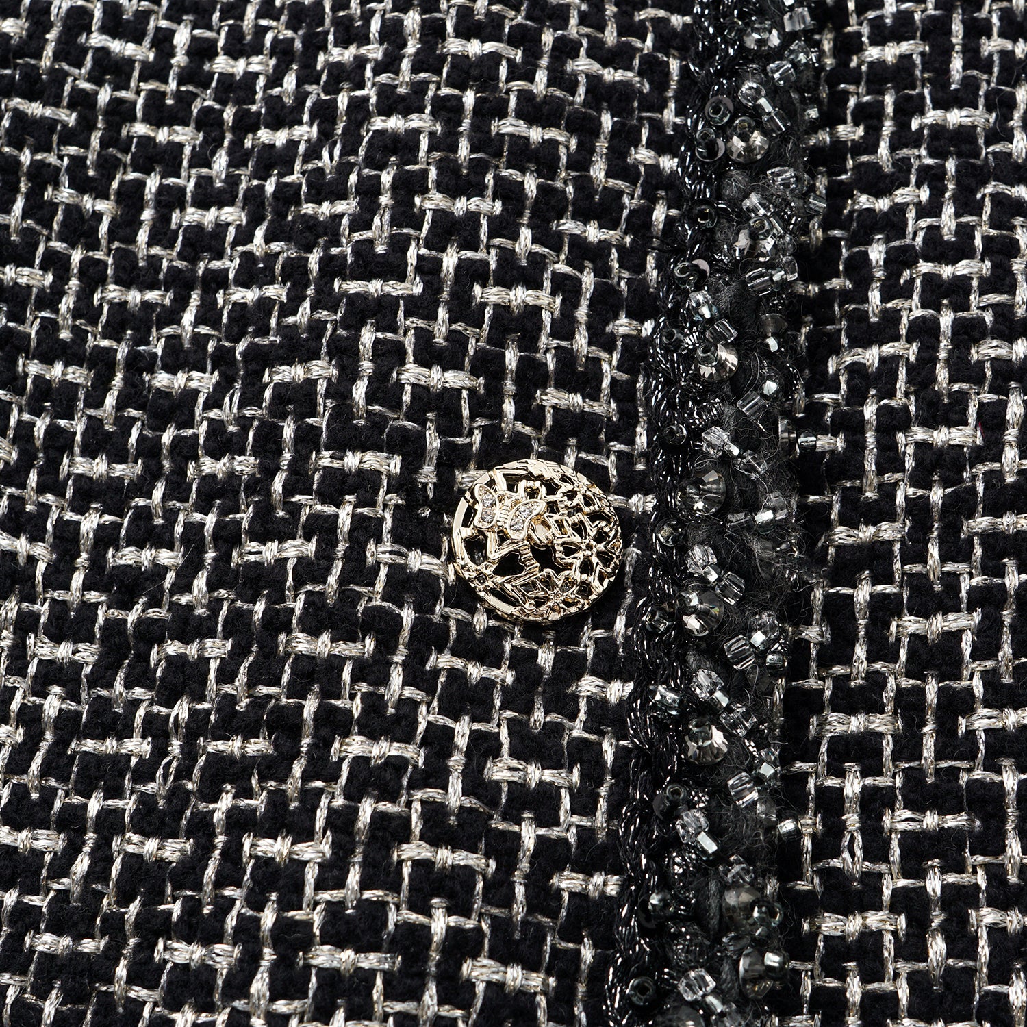 "Chelsea Citywalk." 羊毛真絲立體築理銀織花呢修身馬甲背心洋裝—Woolf Noir吳爾芙之影