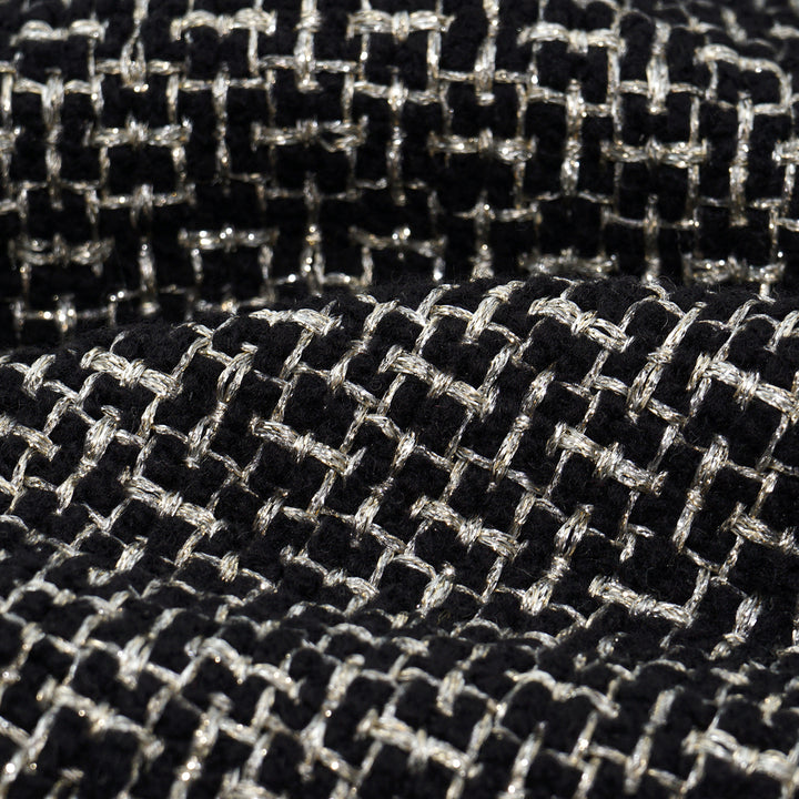 "Chelsea Citywalk." 羊毛真絲立體築理銀織花呢修身馬甲背心洋裝—Woolf Noir吳爾芙之影