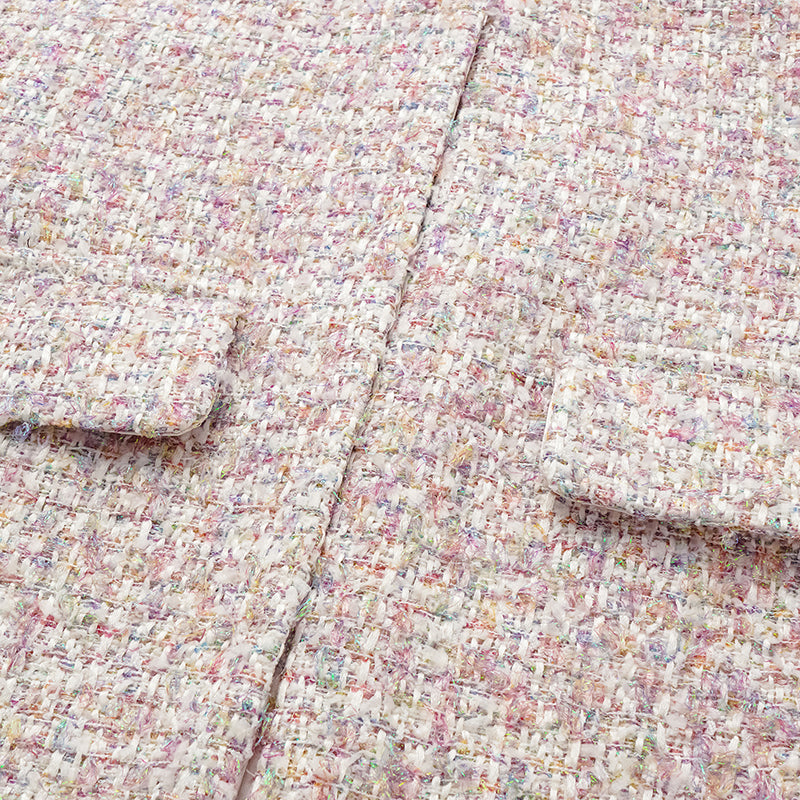 "Chelsea Tea Time" tweed faux two-piece dress—Sparkle. 