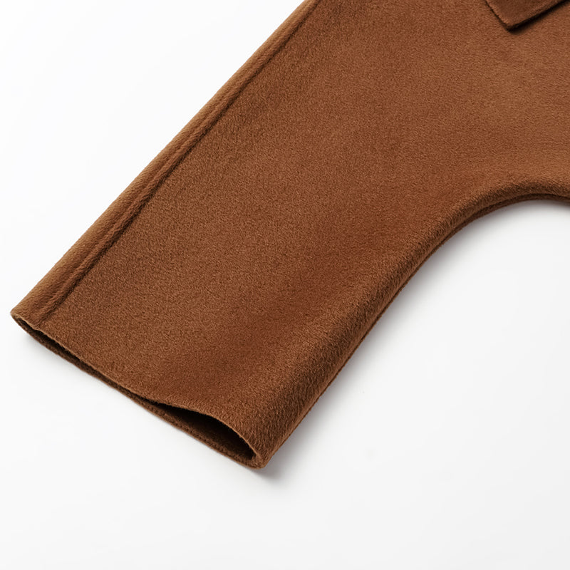 “Winter Diary” 100%Cashmere 雙面長絨工藝短大衣—Caramel