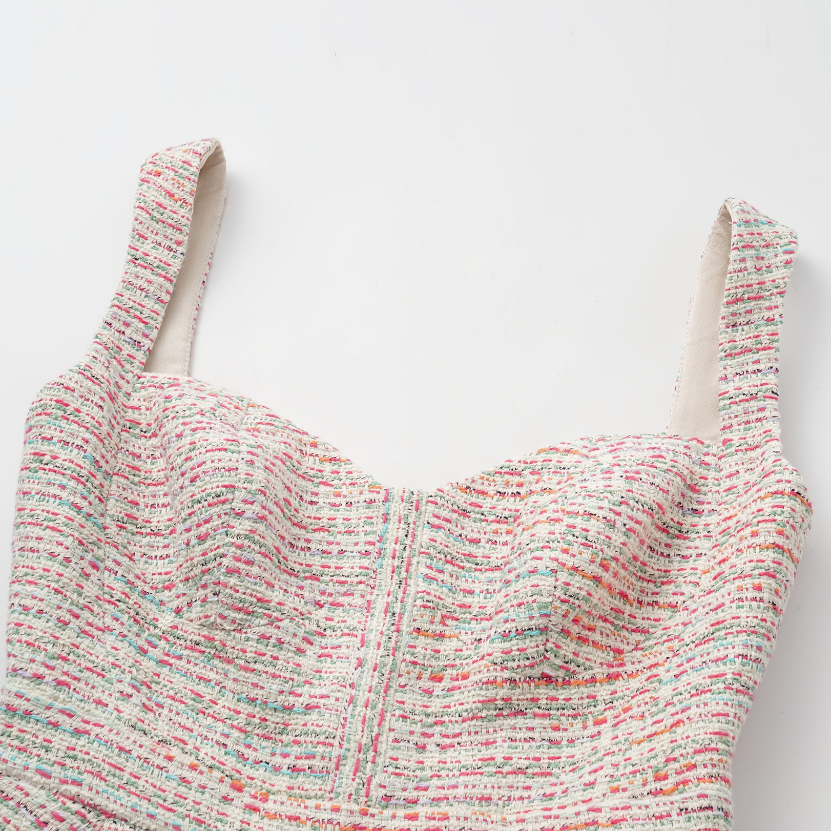 "Arcade of CherJoy Atelier."  法國夏日輕薄花呢立體剪裁修身桃心領洋裝—Tutti Frutti