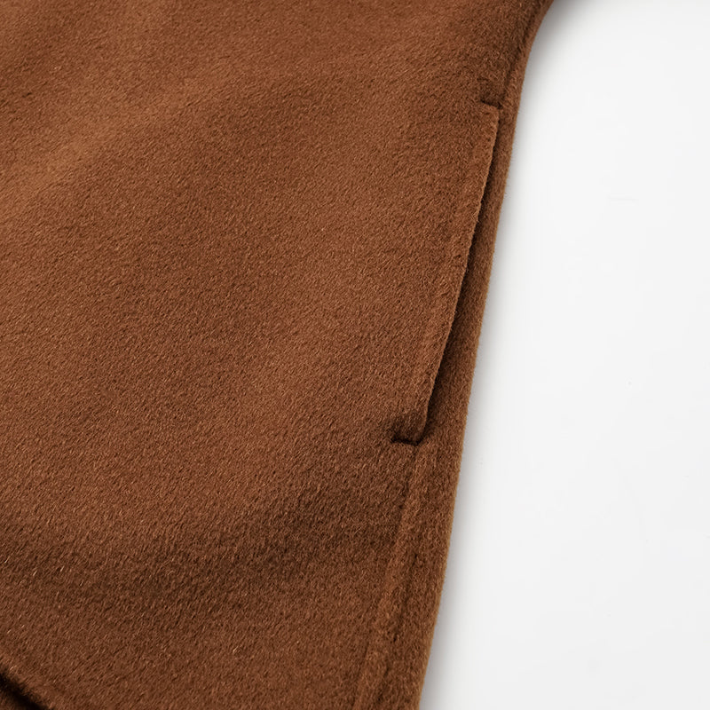 “Winter Diary” 100%Cashmere 雙面長絨工藝短大衣—Caramel