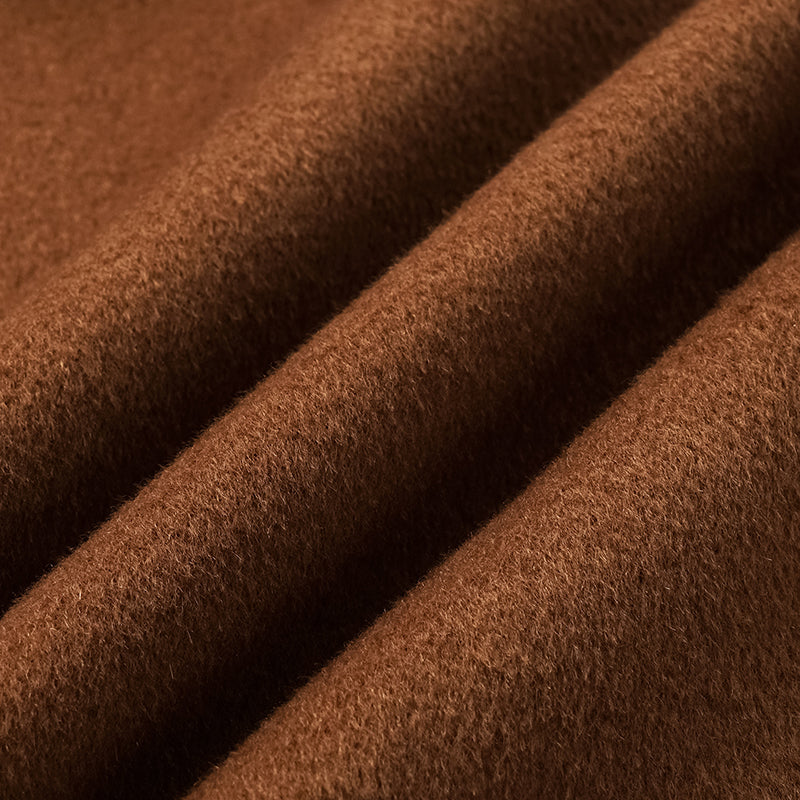 “Winter Diary” 100%Cashmere 雙面長絨工藝短大衣—Caramel