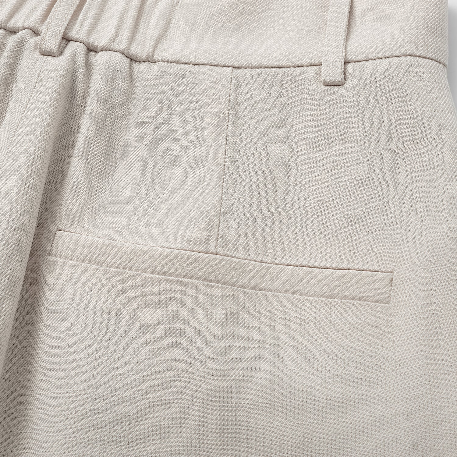 "Weekend at Monaco." 特殊絲竹肌理工藝醋酸休閒九分褲—Beige