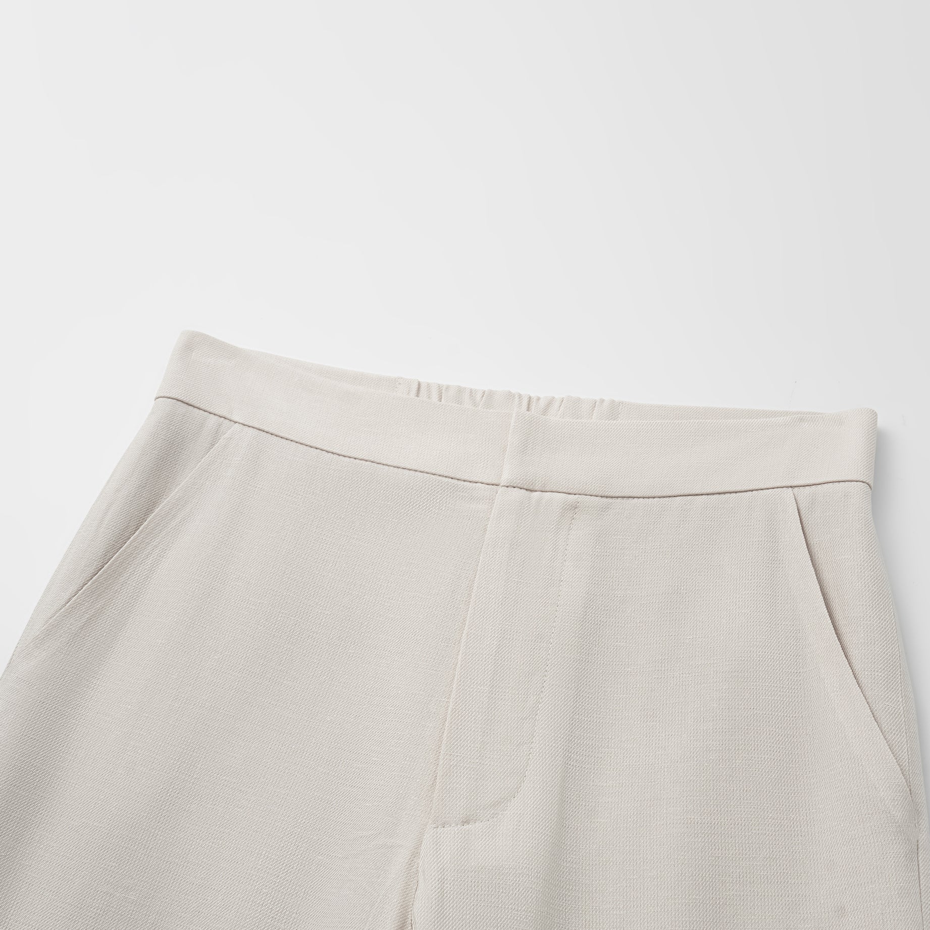 "Weekend at Monaco." 特殊絲竹肌理工藝醋酸休閒喇叭褲—Beige