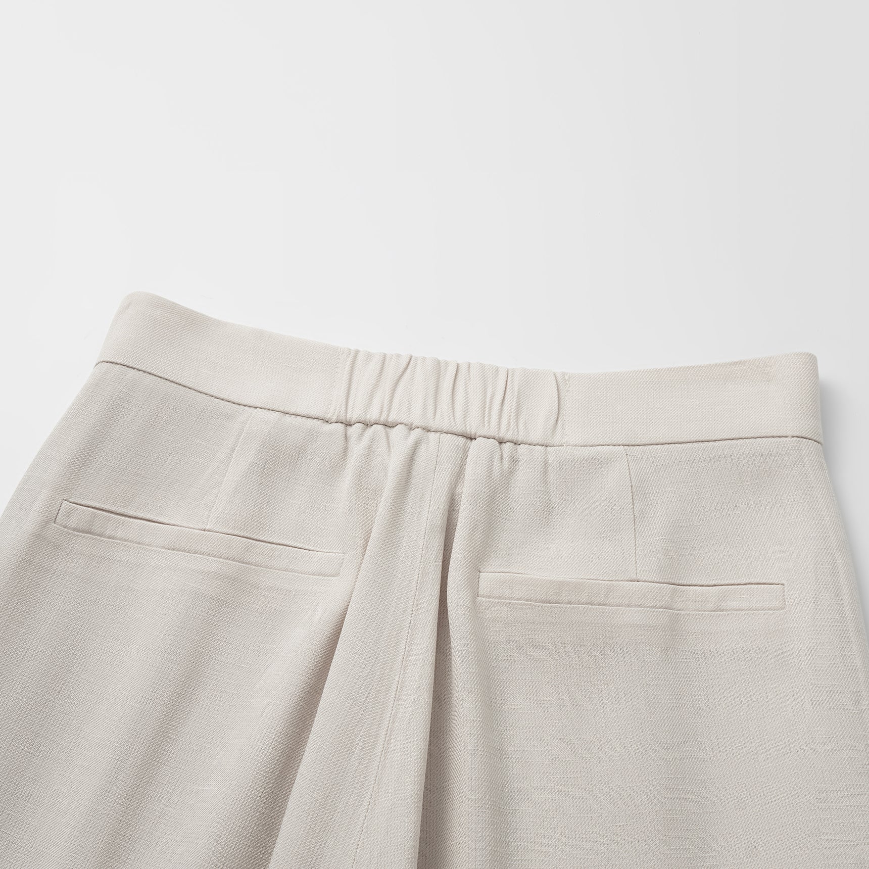 "Weekend at Monaco." 特殊絲竹肌理工藝醋酸休閒喇叭褲—Beige