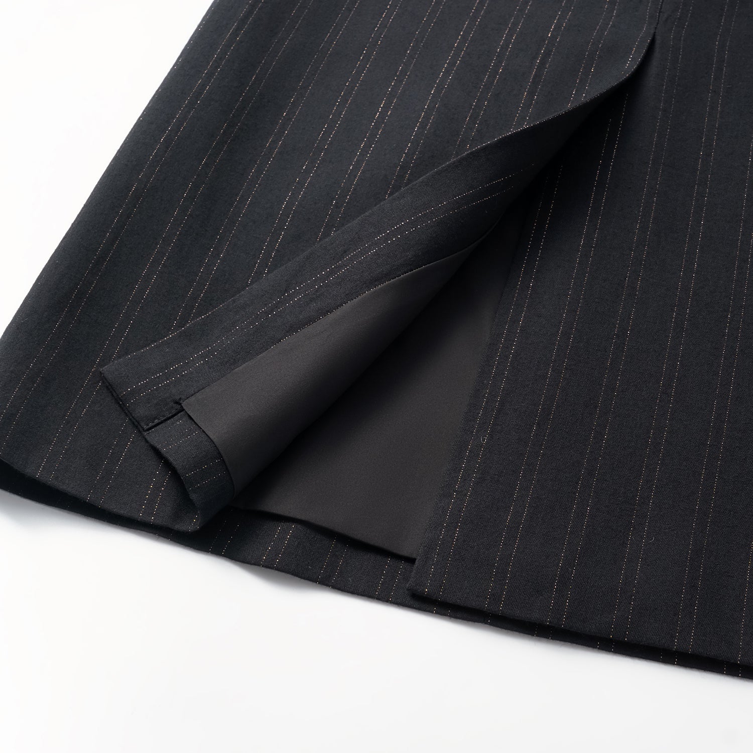 "Speak Sleek." 義大利織金工藝直條西裝鉛筆裙—Indigo