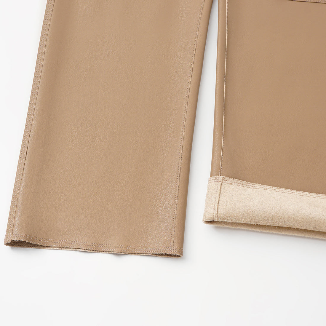 “Easy-go Chic” 純素皮精裁切皮工藝九分褲—Sugar Almond焦糖杏仁