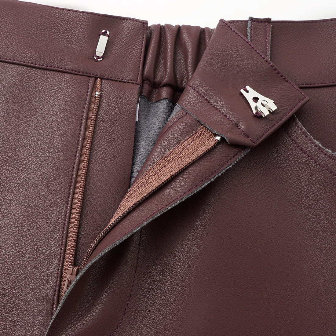 “Easy-go Chic” 純素皮精裁切皮工藝九分褲—Rum Raisin 微醺朗姆