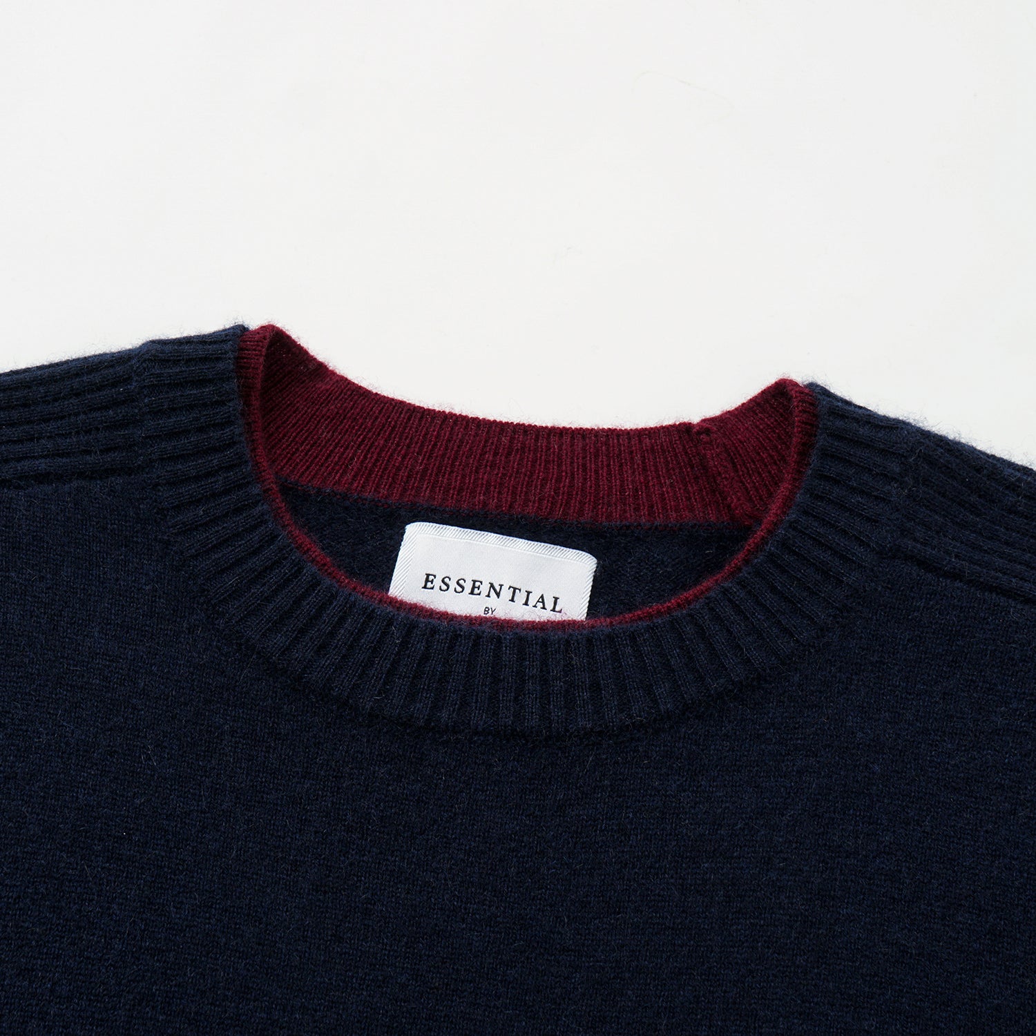 “Winter Diary” 100% Cashmere假兩件式羅紋拼接針織上衣—Velvet Navy靜夜沉藍