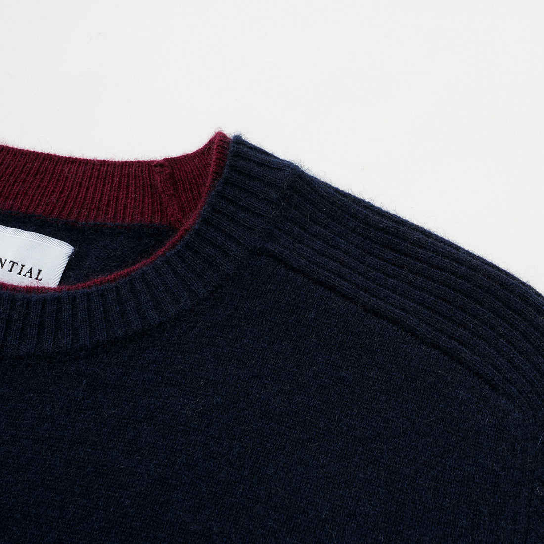 “Winter Diary” 100% Cashmere假兩件式羅紋拼接針織上衣—Velvet Navy靜夜沉藍