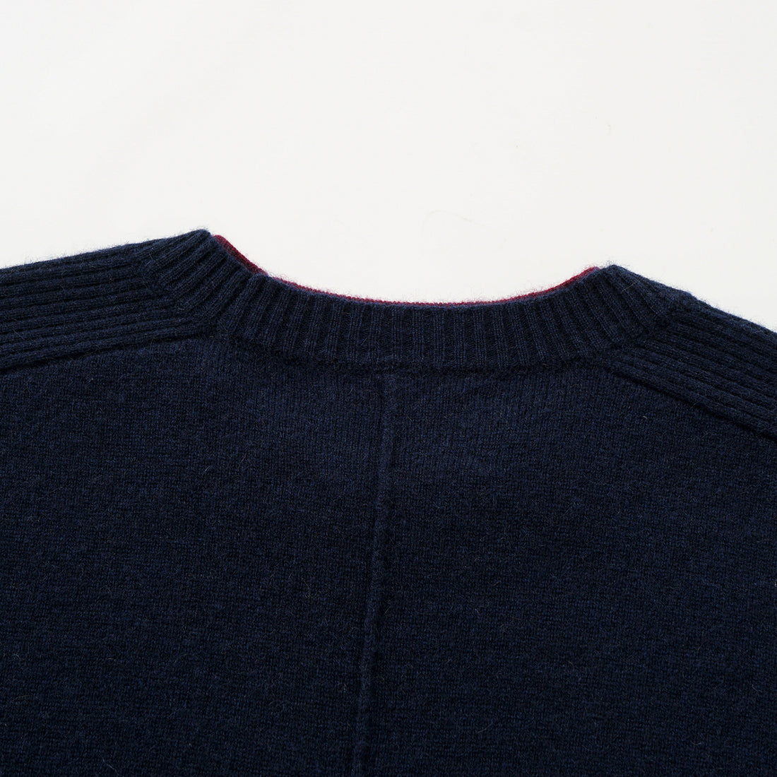 “Winter Diary” 100% Cashmere假兩件式羅紋拼接針織上衣—Velvet Navy靜夜沉藍