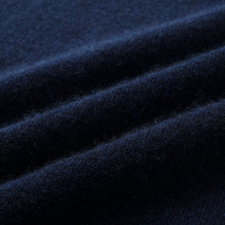 “Winter Diary” 100% Cashmere假兩件式羅紋拼接針織上衣—Velvet Navy靜夜沉藍