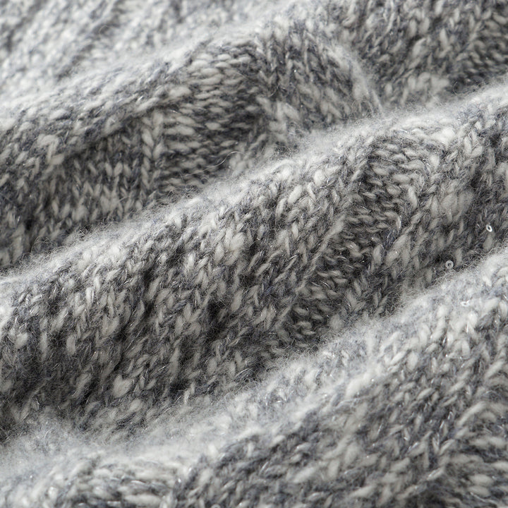 “Winter Diary” 100% Cashmere極細絨柔鏤空蜂格紋星點V領上衣—Ash Cloud 灰霧雲嶺