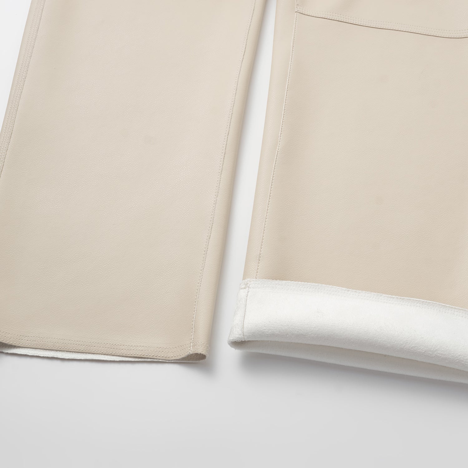 Easy-go Chic” 純素皮切皮工藝九分褲—奶白