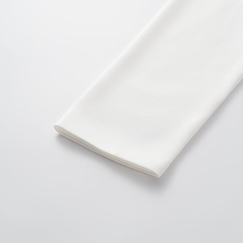 "Mayfair Datenight." Crystal scale acetate Hepburn collar top - white 