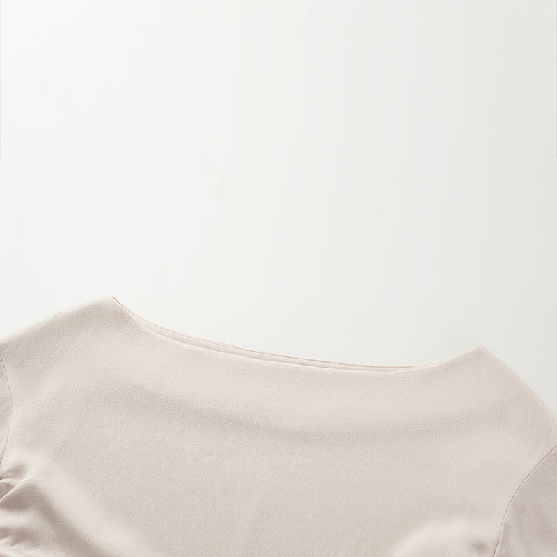"Mayfair Datenight." Crystal scales acetate Hepburn collar top - nude 