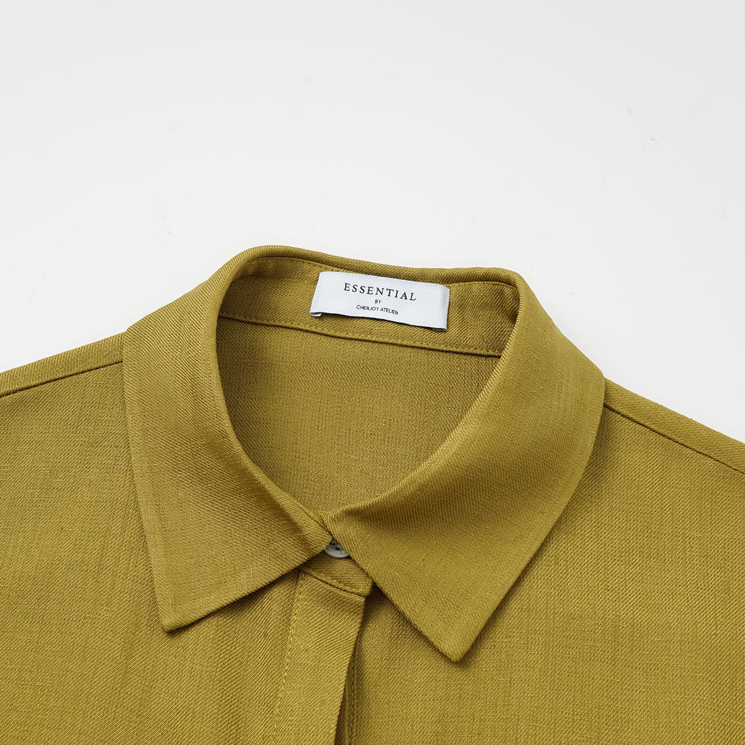 “知性時刻” 特殊絲竹肌理工藝醋酸襯衫洋裝—暮薑