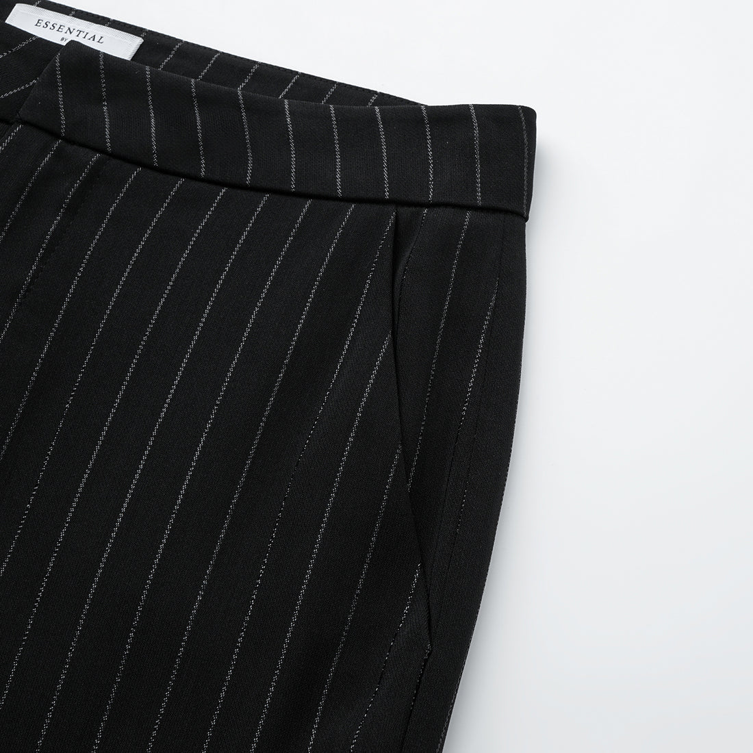 "Speak Sleek." 銀織工藝直條西裝喇叭褲—Shadow Rhythm沉光輕序