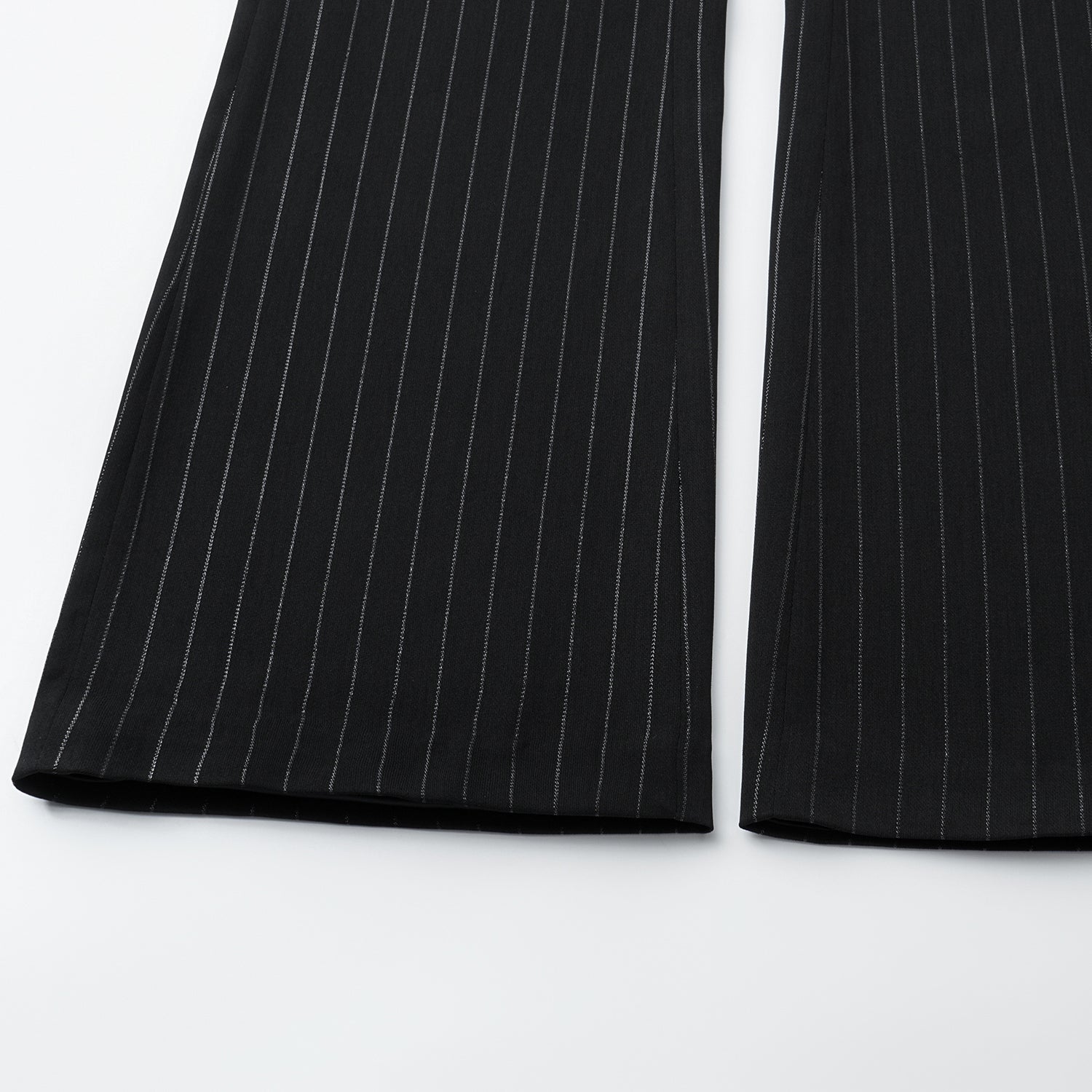 "Speak Sleek." 銀織工藝直條西裝喇叭褲—Shadow Rhythm沉光輕序