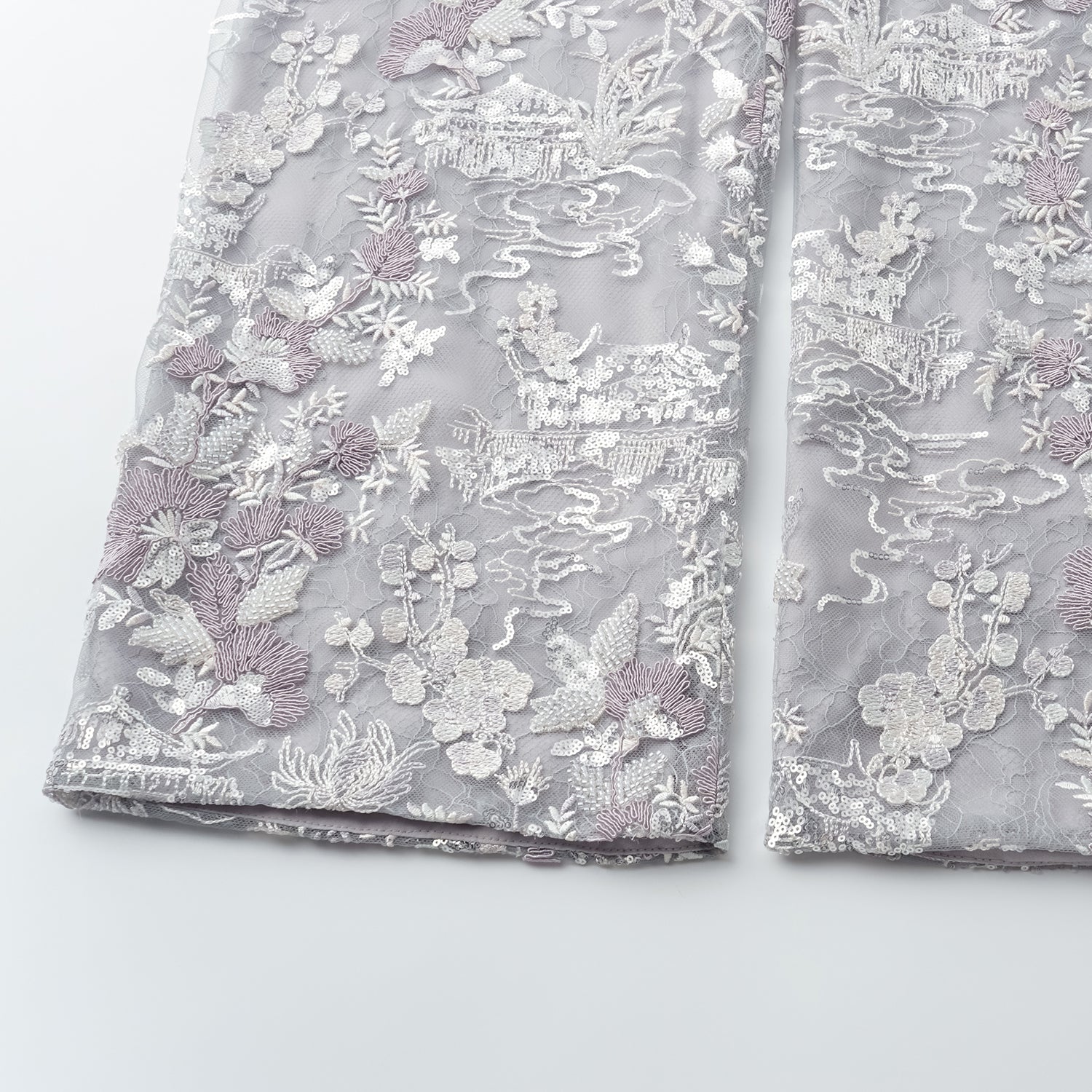 "Imperial Garden Teatime"點景白描奢華珠繡輕國風蕾絲長褲—Woven Breeze聽風絮