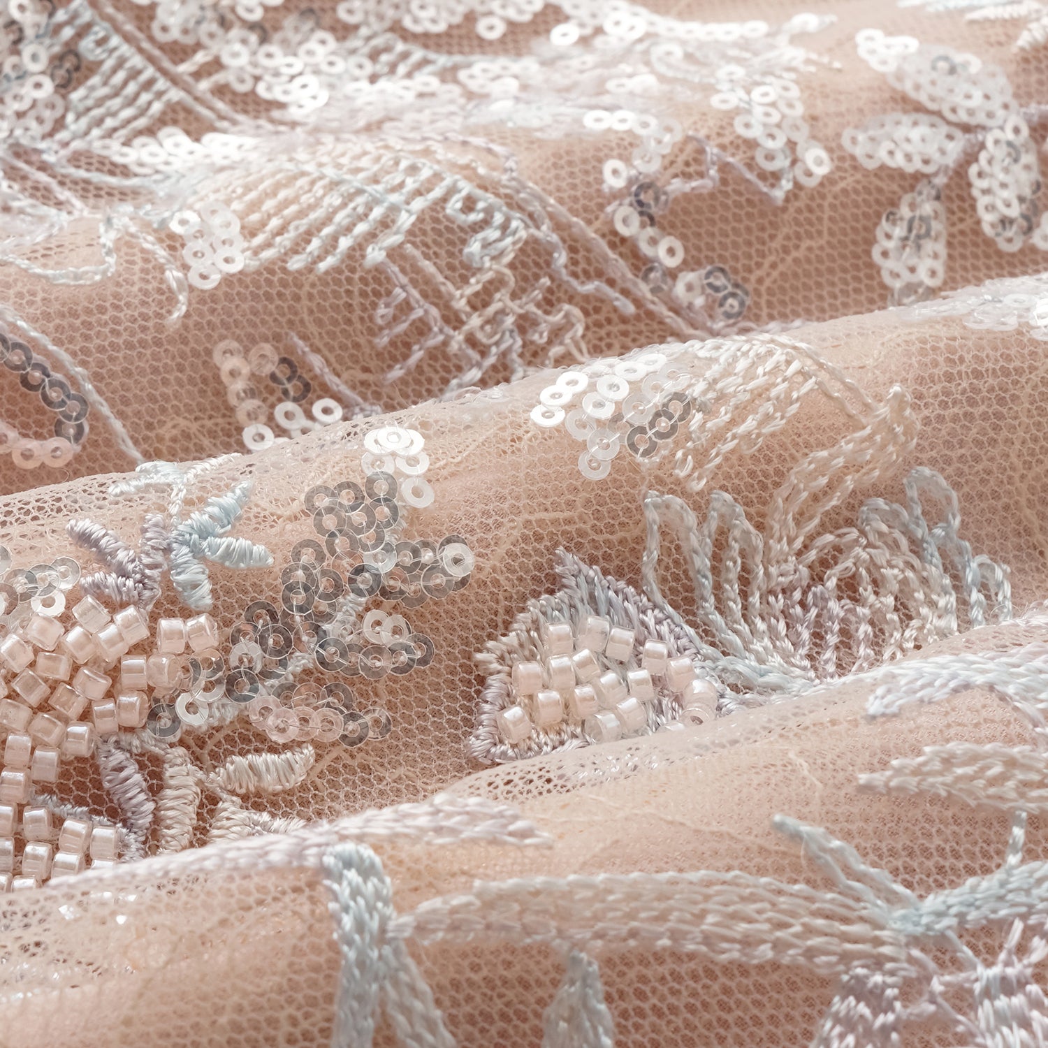 "Imperial Garden Teatime"點景白描奢華珠繡輕國風蕾絲長褲—Petal Silhouette花間影