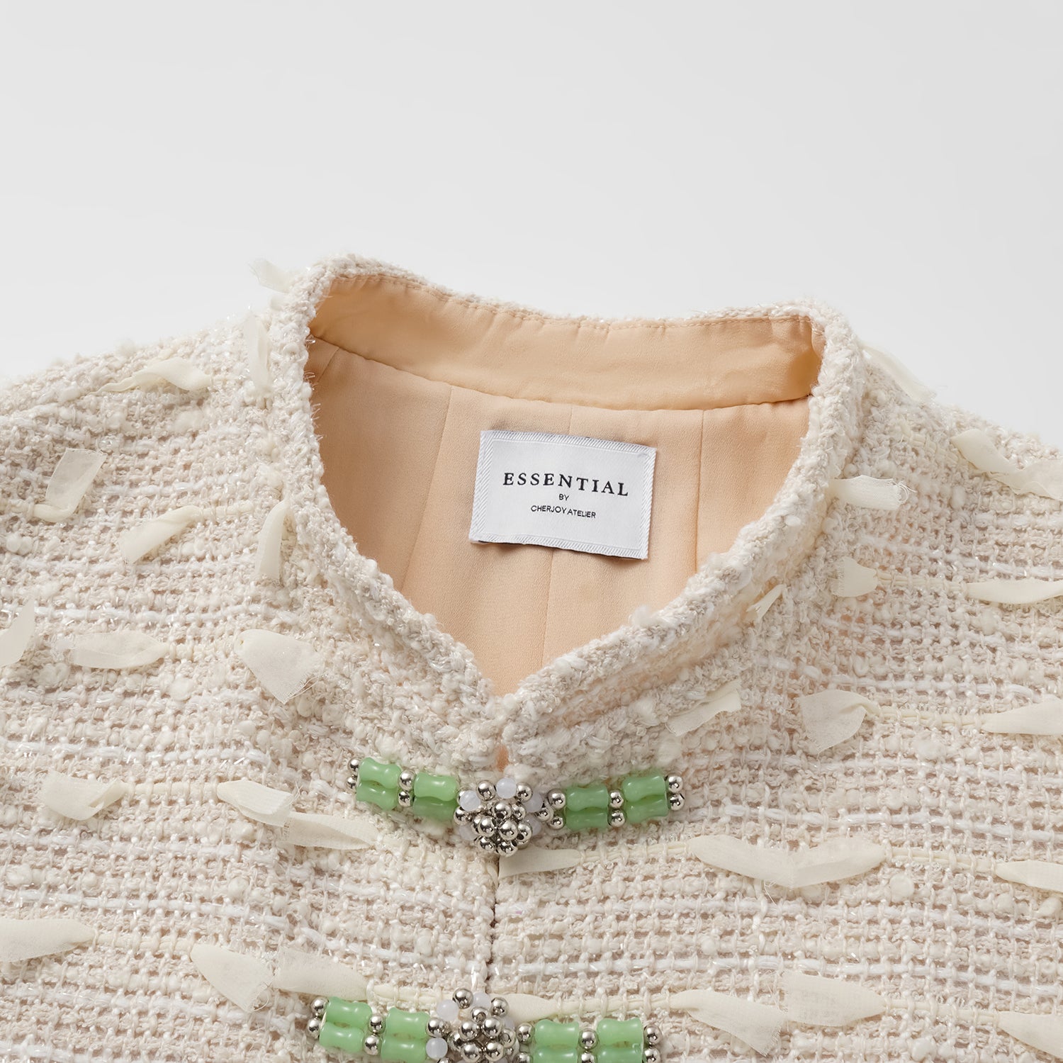 “春意” 輕薄花呢立體剪裁輕國風馬甲上衣—茶白聽風