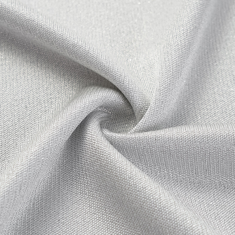 “Easy Go Chic” 醋酸針織面料喇叭褲 — 銀白