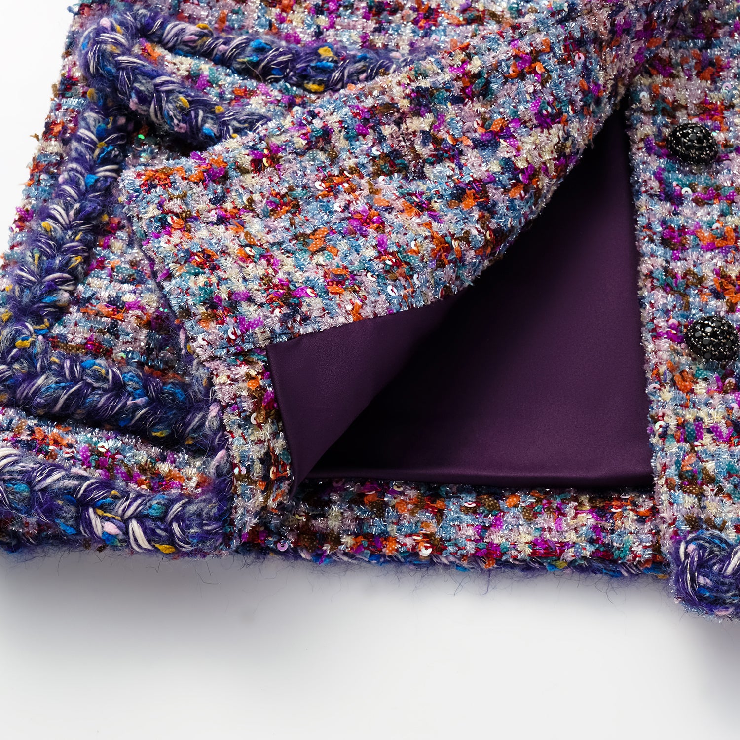 "Tokyo'Hours" Oversized Tweed Jacket—Blueberry cupcake