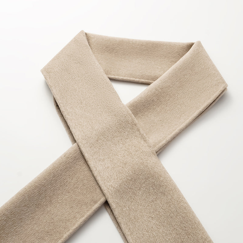 "Winter Diary" 100% Cashmere Double-sided Long Pile Craft Scarf Short Coat - Oatmeal 