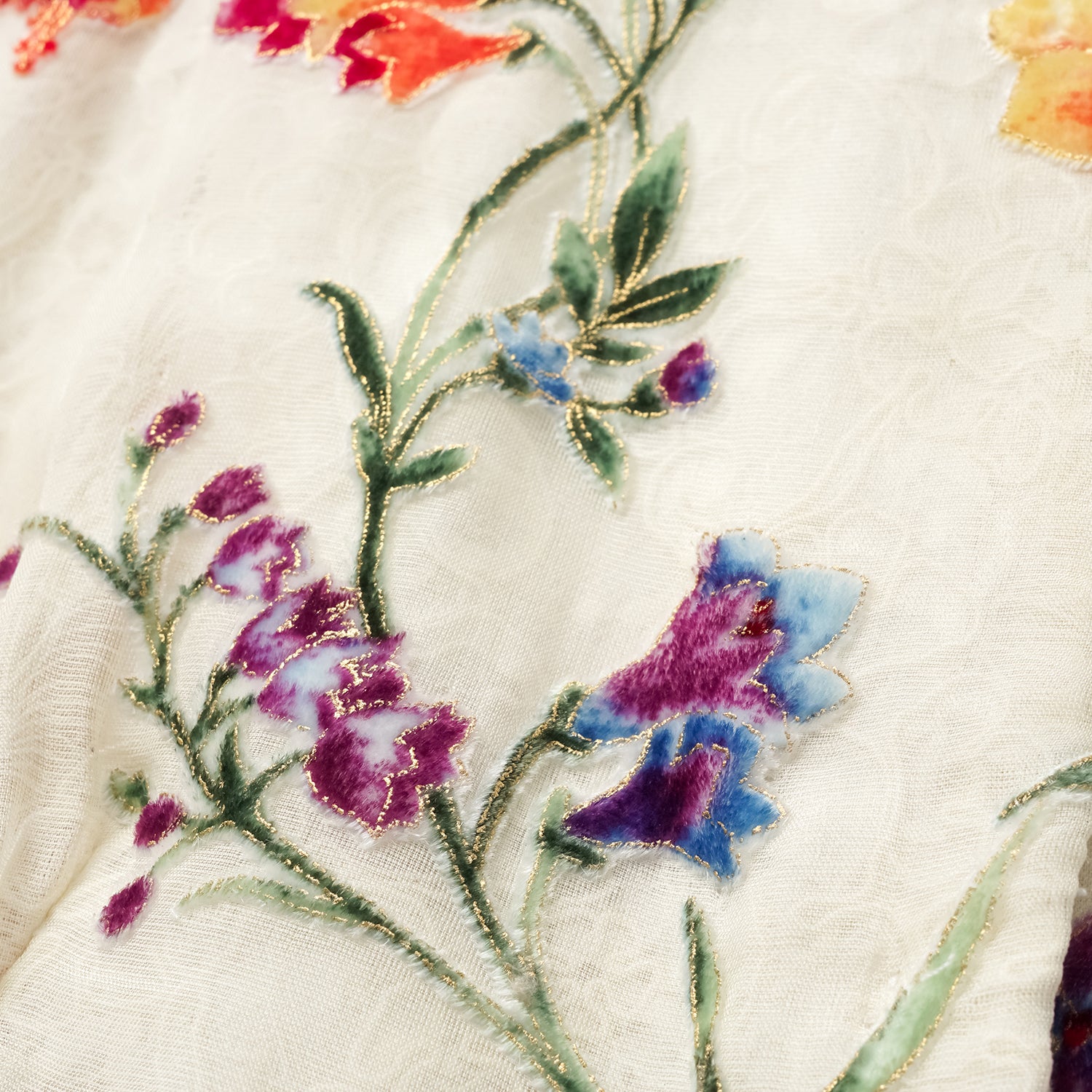 “Tops” 義大利高訂真絲絨藝手工描金工藝輕中式立體剪裁上衣—曉春花宴