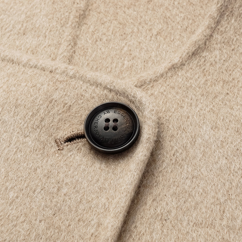 “Winter Diary” 100%Cashmere 雙面長絨工藝圍巾短大衣—燕麥