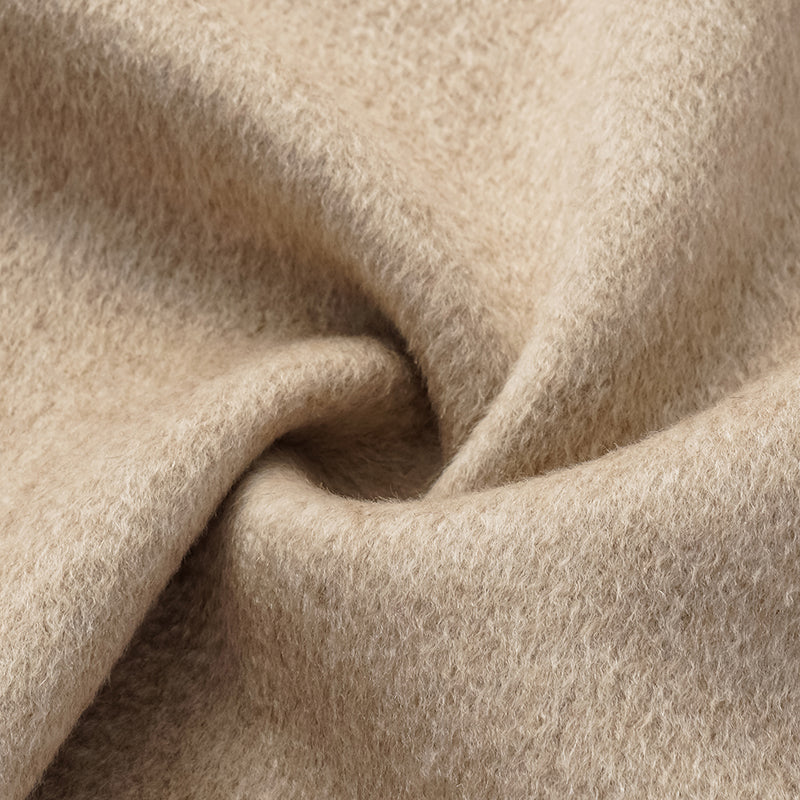 "Winter Diary" 100% Cashmere Double-sided Long Pile Craft Scarf Short Coat - Oatmeal 