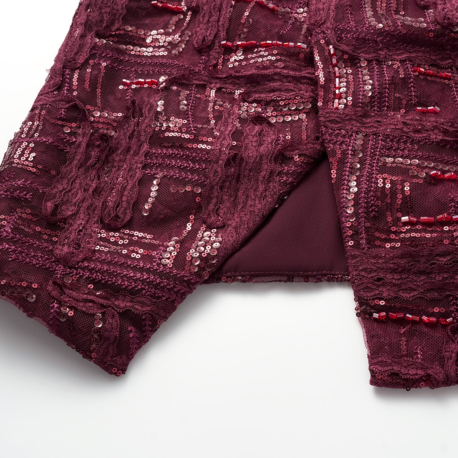 "Imperial Gala" 奢華蕾絲畫藝珠繡輕中式立上衣—胭霞含春