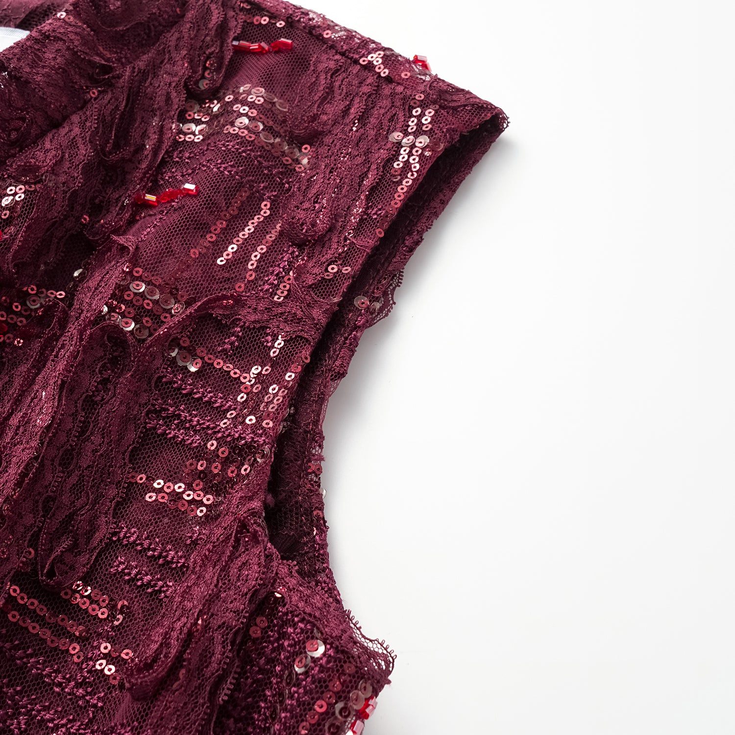 "Imperial Gala" 奢華蕾絲畫藝珠繡輕中式立體剪裁上衣—胭霞含春