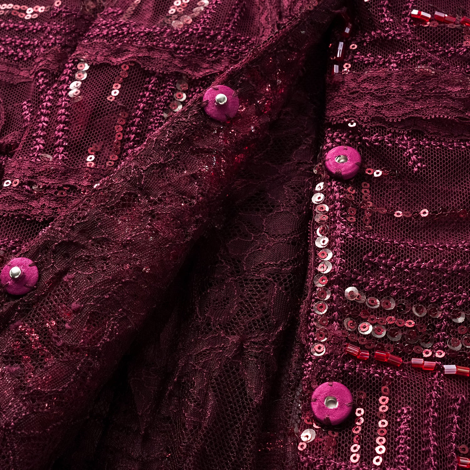 "Imperial Gala" 奢華蕾絲畫藝珠繡輕中式立體剪裁上衣—胭霞含春