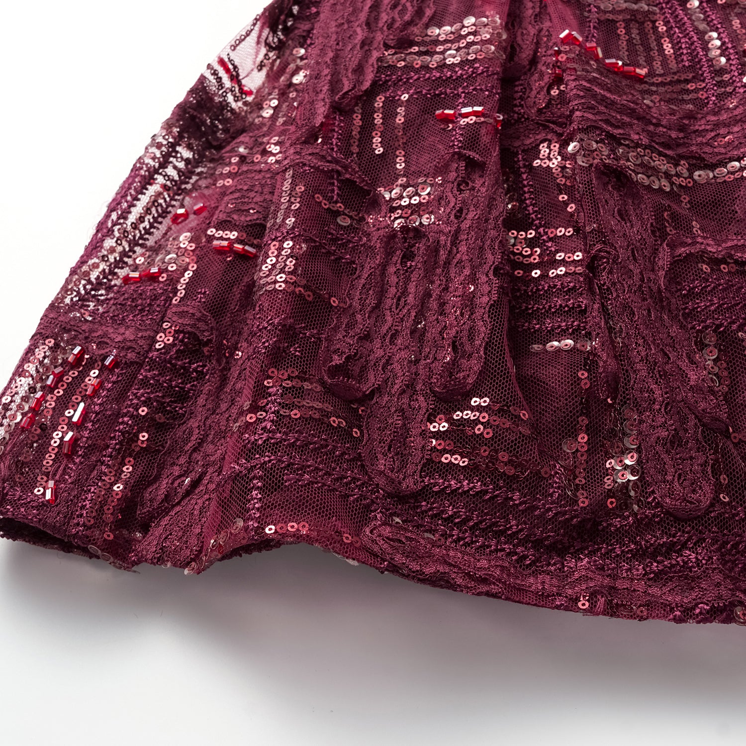 "Imperial Gala" 奢華蕾絲畫藝珠繡輕中式立體剪裁上衣—胭霞含春