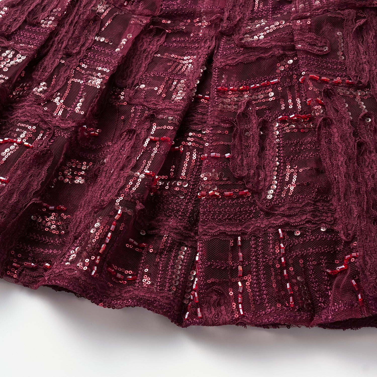 "Imperial Gala" 奢華蕾絲畫藝珠繡輕中式立體剪裁上衣—胭霞含春