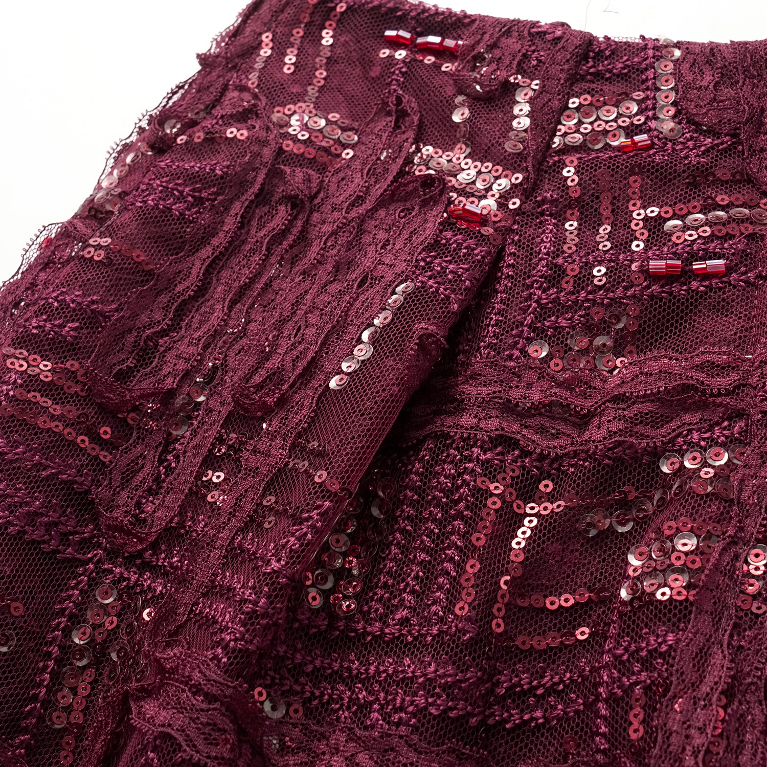 "Imperial Gala" 奢華蕾絲畫藝珠繡短褲—胭霞含春