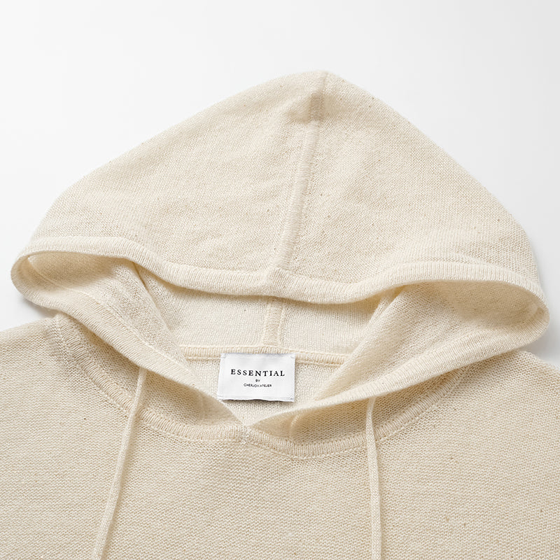 “Spring Diary." 真絲羊駝羊毛針織連帽上衣—Cream