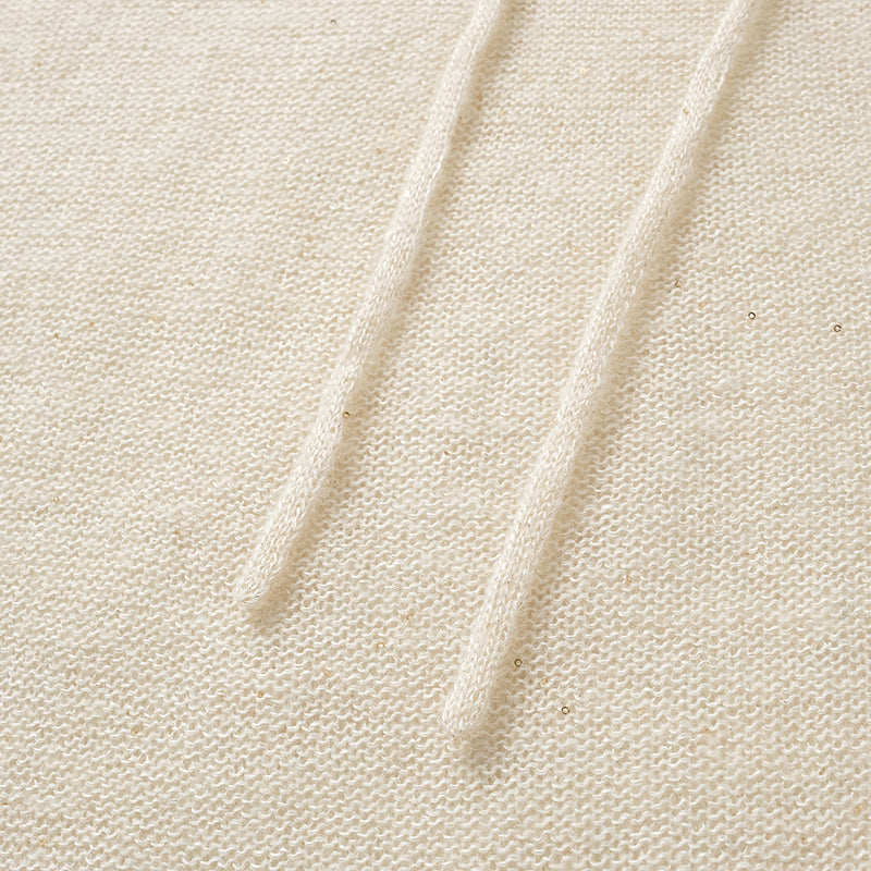 “Spring Diary." 真絲羊駝羊毛針織連帽上衣—Cream
