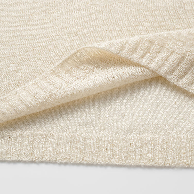 “Spring Diary." 真絲羊駝羊毛針織連帽上衣—Cream