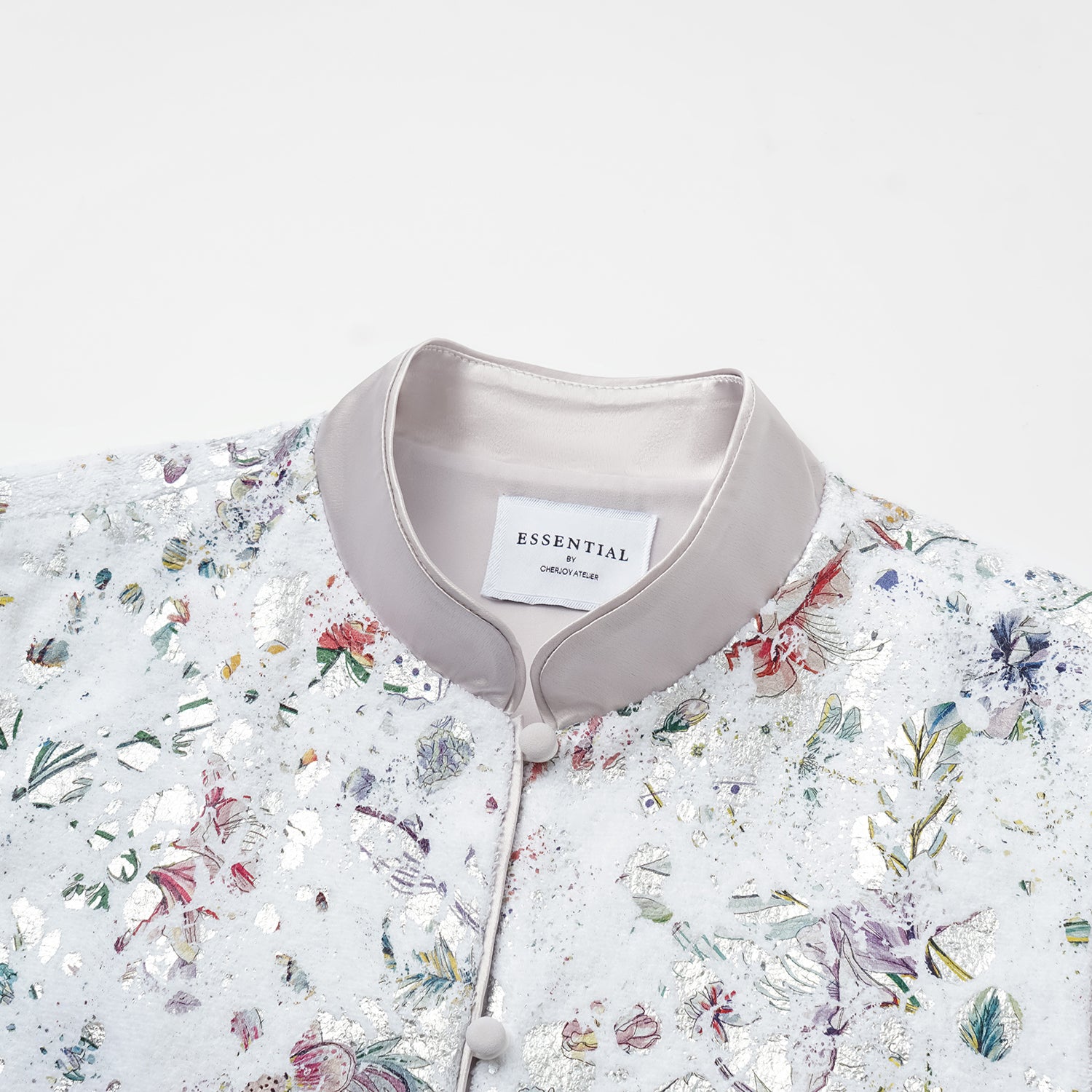 “Imperial Garden Teatime” 義大利銀箔貼花工藝肌理面料輕國風馬甲背心—蝶影醺夢