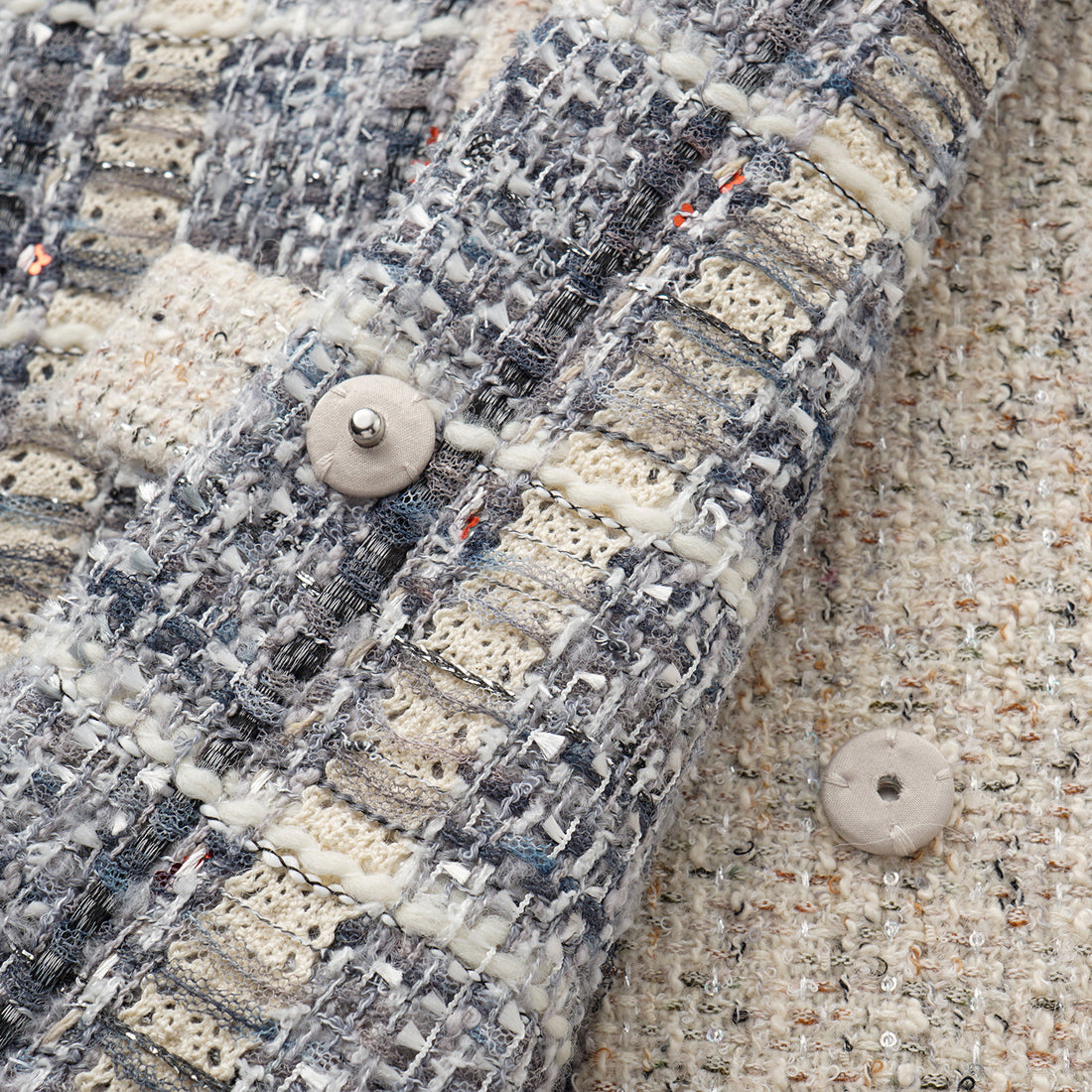 "Oxford Autumn Elegance" 浮織蕾絲高領拼接斜襟花呢背心—Fair Isle Romance費爾島浪漫