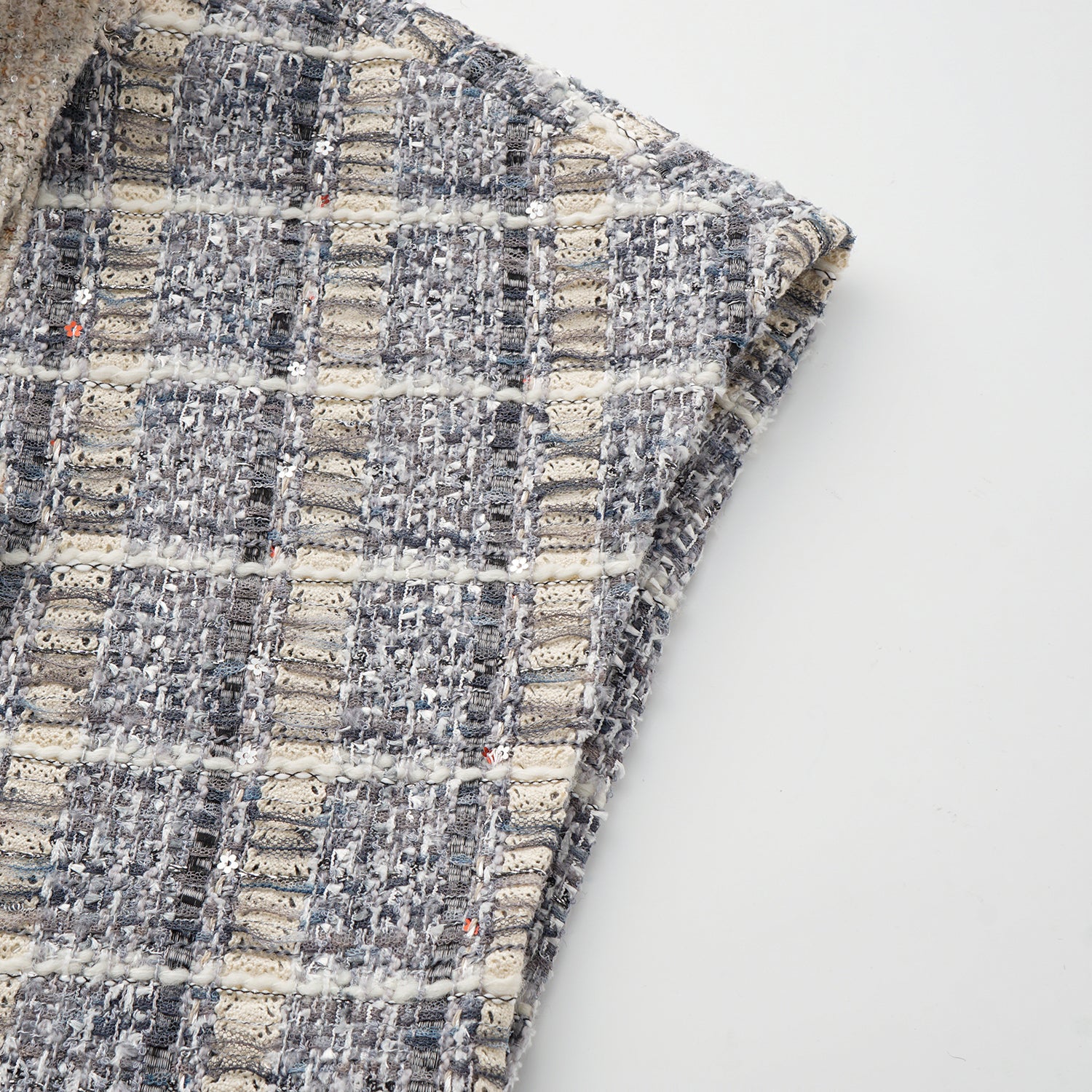 "Oxford Autumn Elegance" 浮織蕾絲高領拼接斜襟花呢背心—Fair Isle Romance費爾島浪漫